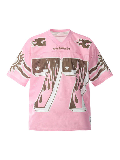 Revelse™ Flame Print Mesh Pink Jersey Top