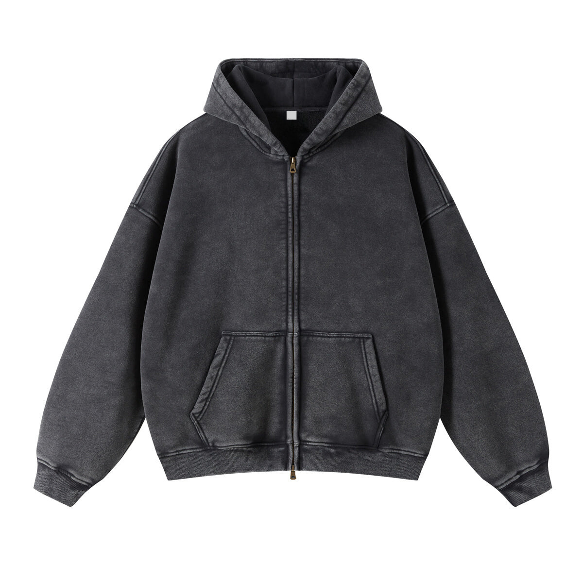 Revelse™ Washed Oversized Retro Zip-Up Hoodie
