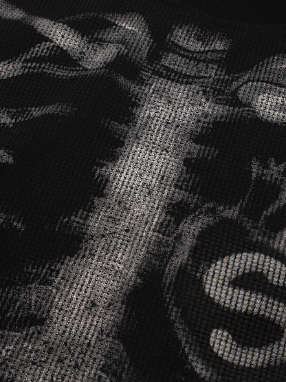 Revelse™ Skeleton Graphic Waffle Knit Sweatshirt