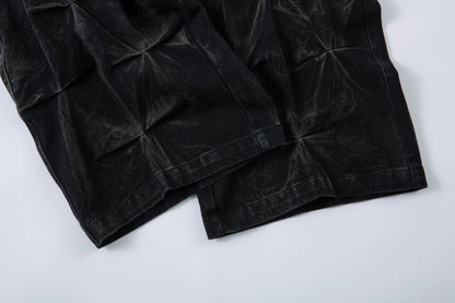 Revelse™ Washed Distressed Pleated Baggy Jeans