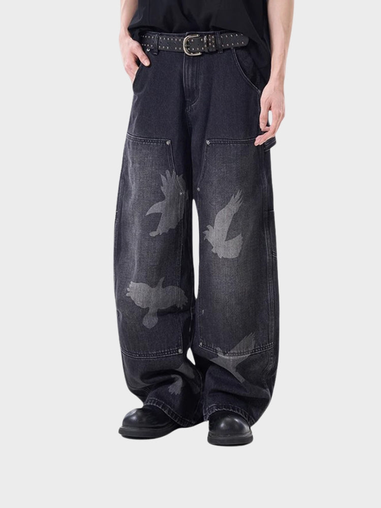 Revelse™ Wide-Leg Loose Fit Baggy Denim Jeans Black