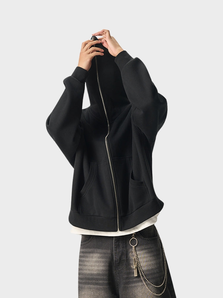 Revelse™ Full-Zip Fleece Hoodie Black Loose Fit
