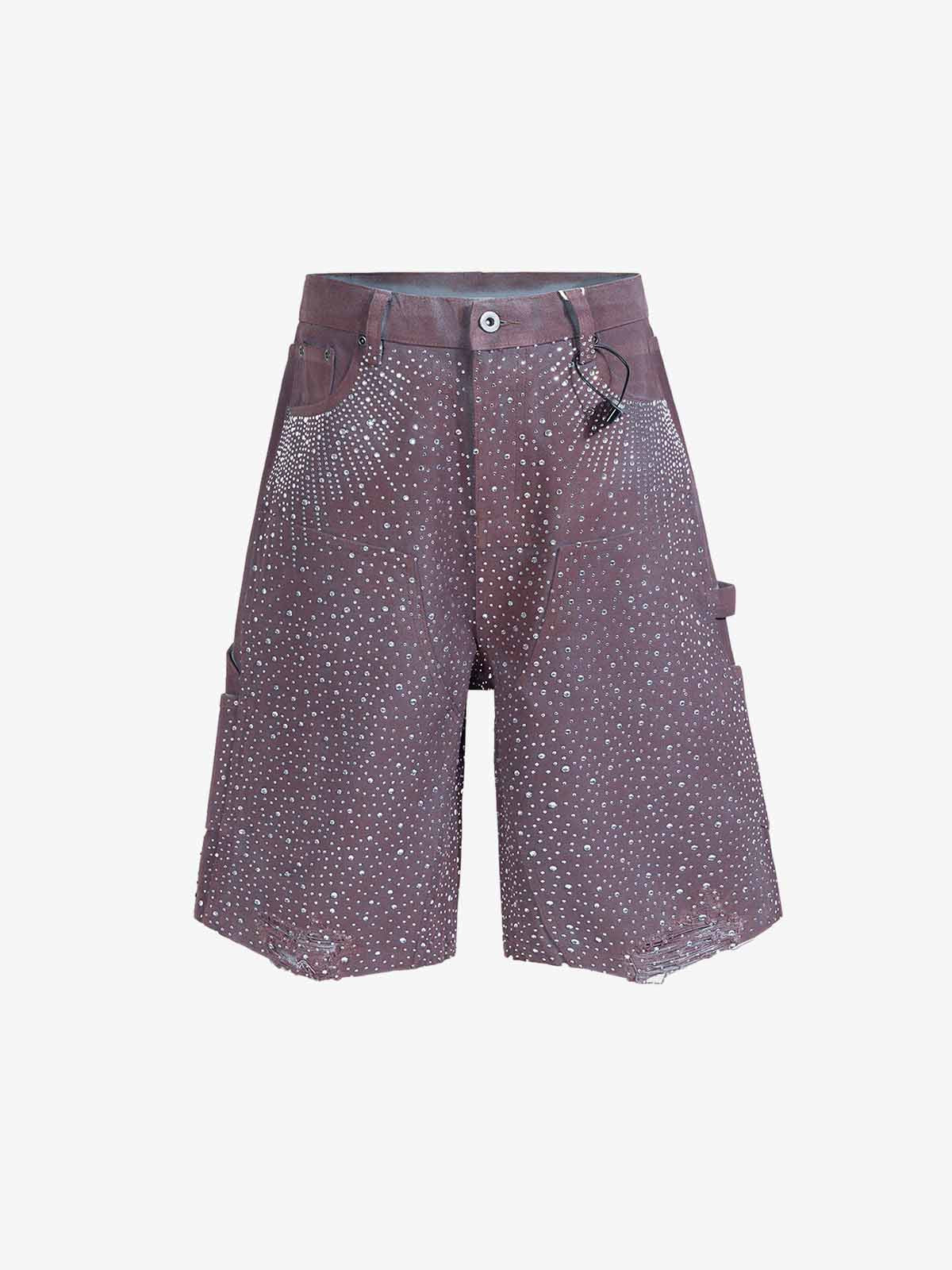 Revelse™ Gradient Rhinestone Embellished Denim Shorts
