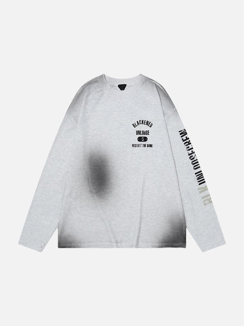Revelse™ Distressed Graphic Long Sleeve Tee Heather Grey