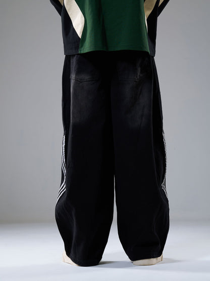 Revelse™ Contrast Stitching Barrel Leg Denim Jeans