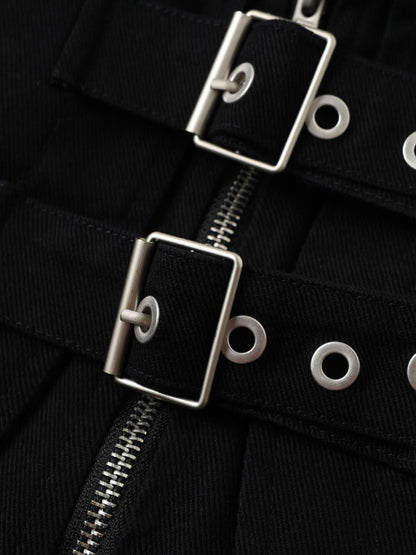 Back view of the cropped work jacket displaying its clean, practical design