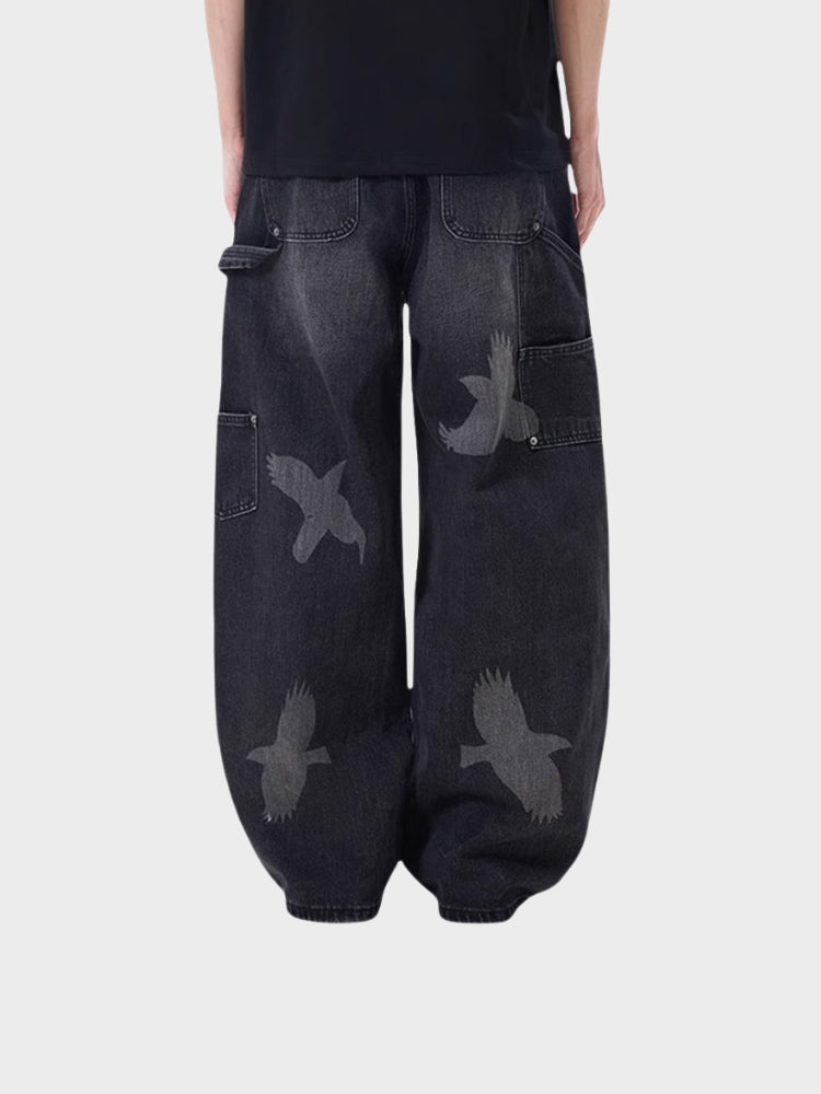 Revelse™ Wide-Leg Loose Fit Baggy Denim Jeans Black