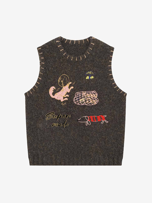 Revelse™ Vintage Embroidered Knit Sweater Vest