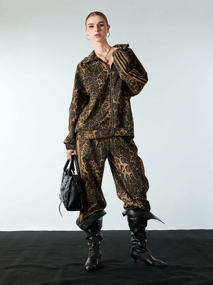 Revelse™ Cheetah Print Suede French Terry Tracksuit