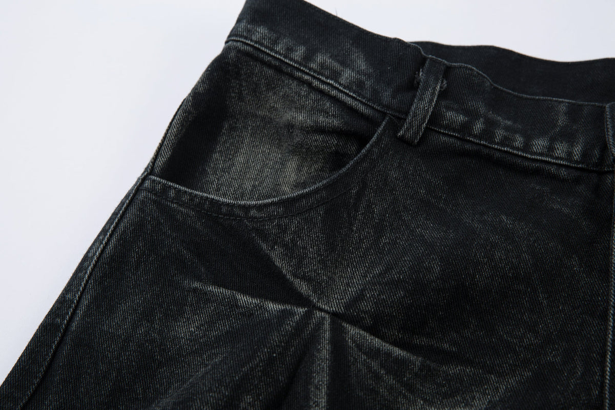 Revelse™ Washed Distressed Pleated Baggy Jeans