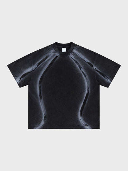 Revelse™ Oversized Cotton Knit Short-Sleeve T-Shirt Black