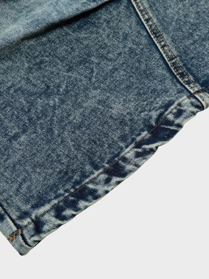 Revelse™ Longline Baggy Studded Denim Shorts Gray Blue