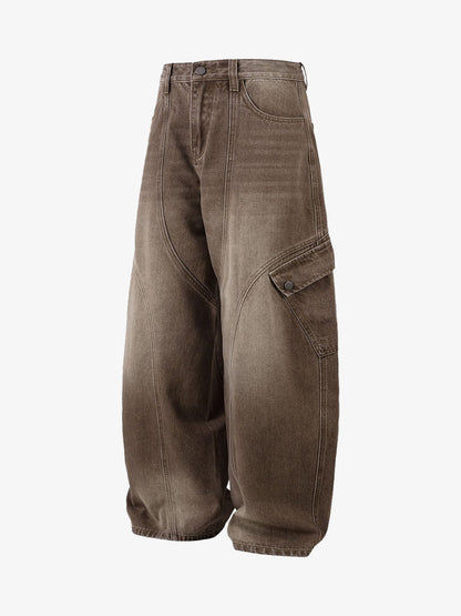 Revelse™ Vintage Washed Workwear Barrel Jeans