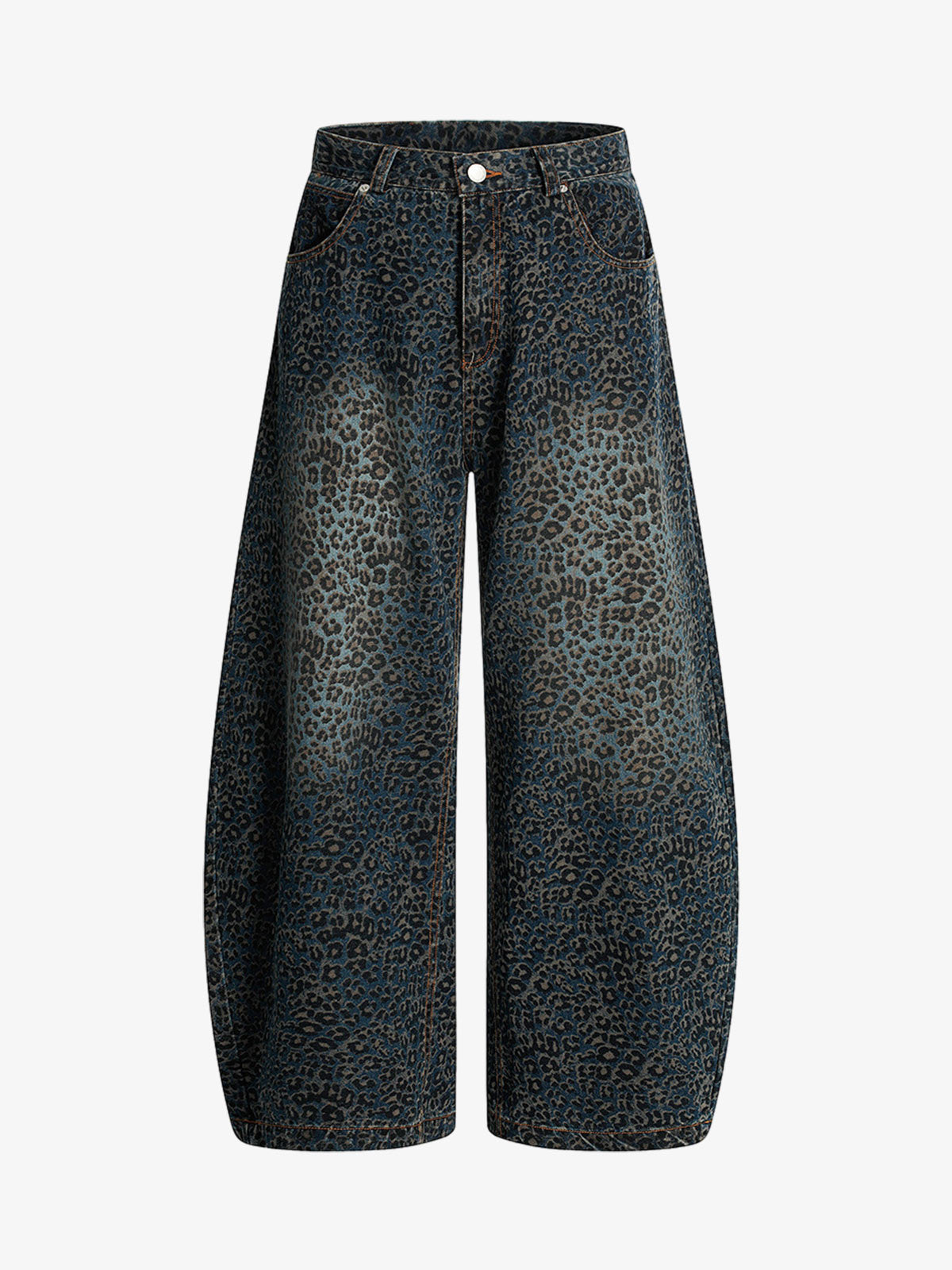 Revelse™ Leopard Print Denim Barrel Jeans