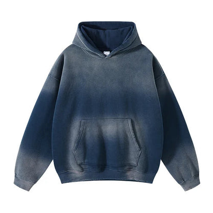 Unisex Acid Wash Gradient Distressed Oversized Hoodie