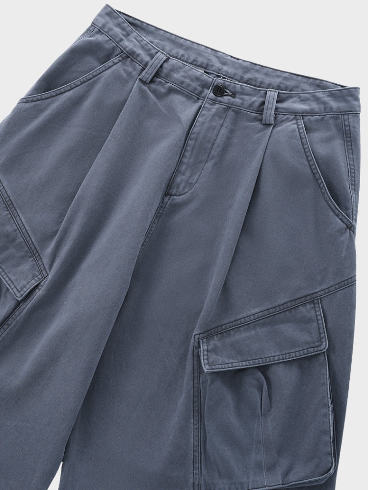 Revelse™ Oversized Wrinkled Cargo Denim Pants Elastic Waist