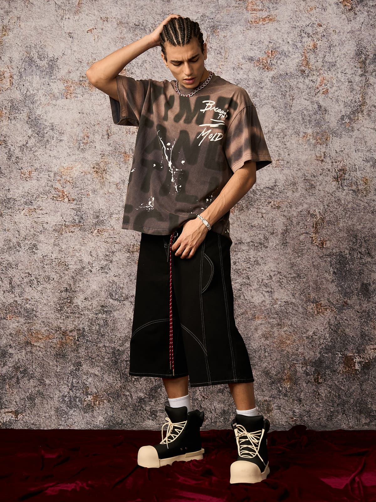 Revelse™ Ink Splash Letter Print T-Shirt
