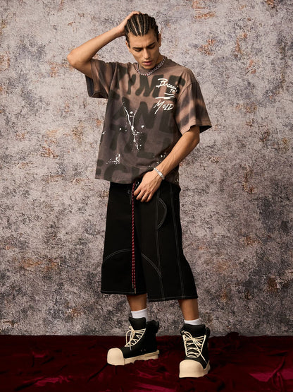 Revelse™ Ink Splash Letter Print T-Shirt