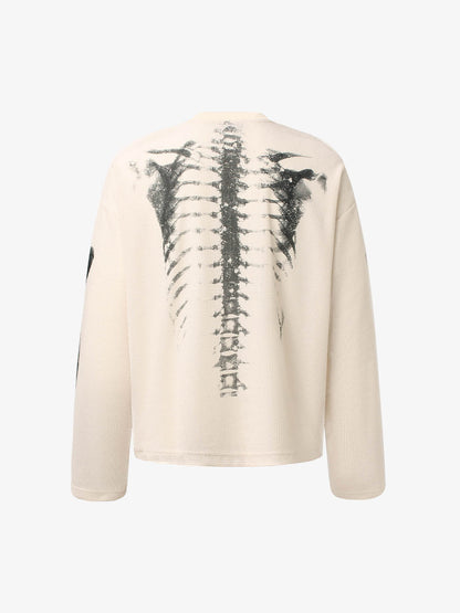Revelse™ Skeleton Graphic Waffle Knit Sweatshirt