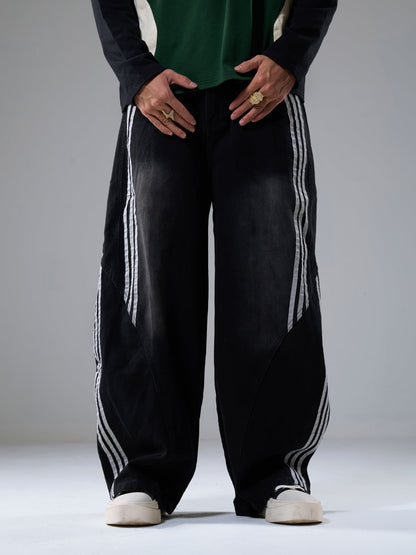 Revelse™ Contrast Stitching Barrel Leg Denim Jeans