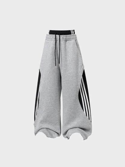 Revelse™ Wide-Leg Cotton Joggers with Side Stripe Panels