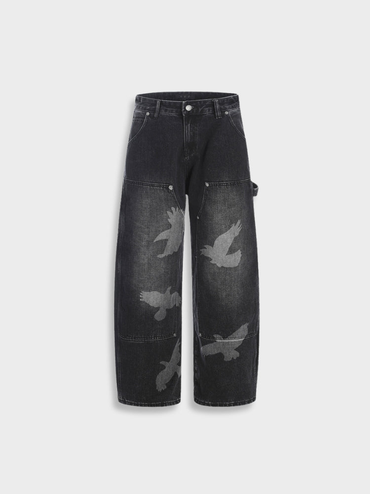 Revelse™ Wide-Leg Loose Fit Baggy Denim Jeans Black