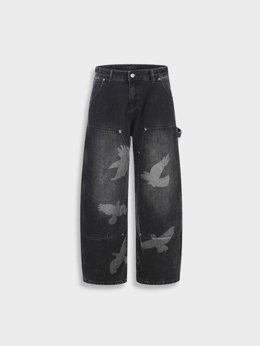 Revelse™ Wide-Leg Loose Fit Baggy Denim Jeans Black