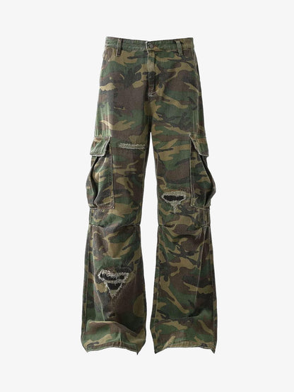 Revelse™ Woven Ripped Camouflage Cargo Baggy Pants