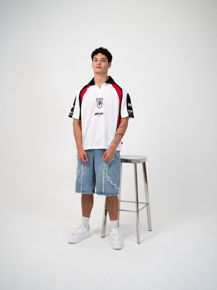 Revelse™ Distressed Embroidered Denim Jorts