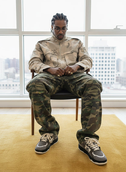 Revelse™ Woven Ripped Camouflage Cargo Baggy Pants