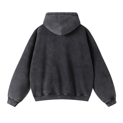 Revelse™ Washed Oversized Retro Zip-Up Hoodie