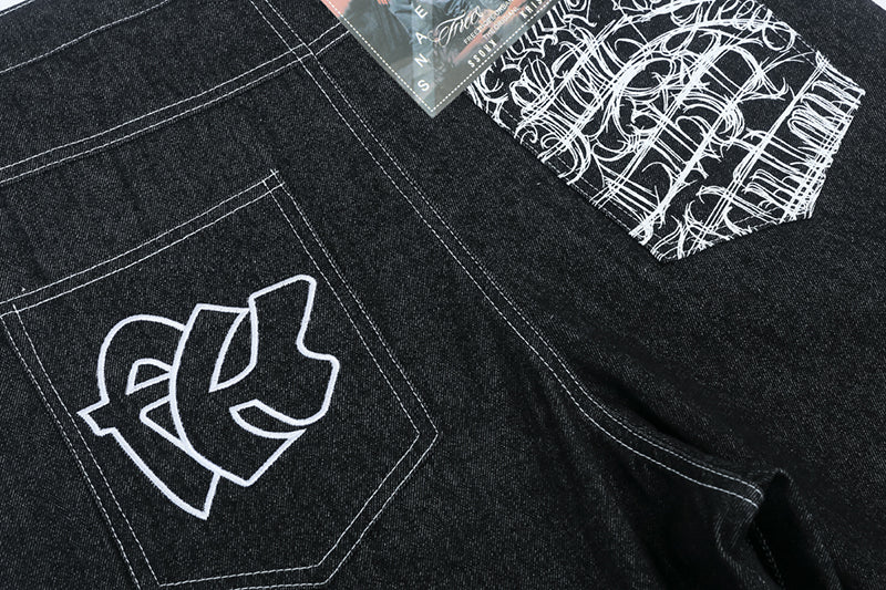 Revelse™ Men’s Graffiti Print Denim Shorts Hip-Hop Streetwear
