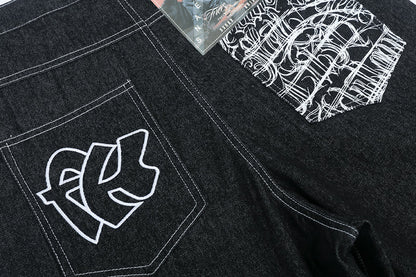 Revelse™ Men’s Graffiti Print Denim Shorts Hip-Hop Streetwear