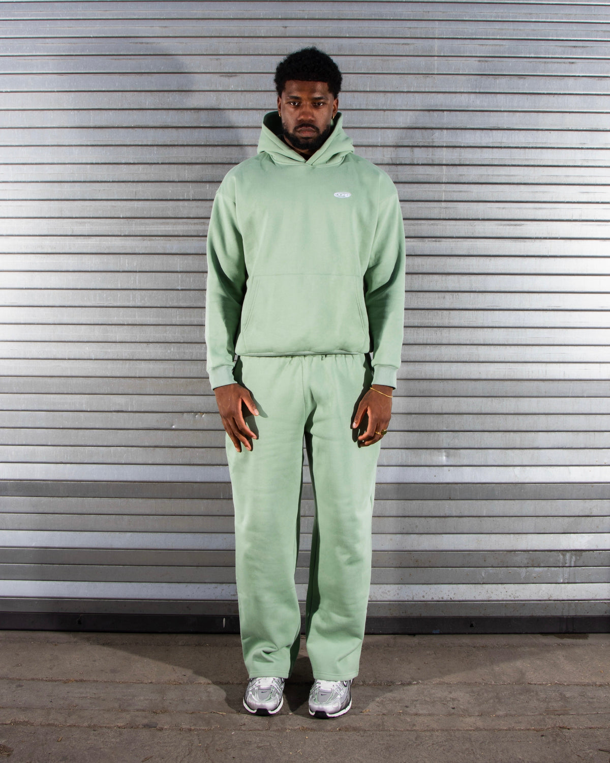 Revelse™ Oversized Cotton Blend Hoodie and Jogger Tracksuit Set Light Green