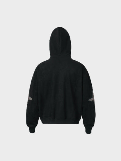 Revelse™ Embroidered Loose-Fit Zip-Up Hoodie