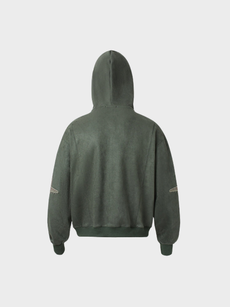 Revelse™ Embroidered Loose-Fit Zip-Up Hoodie