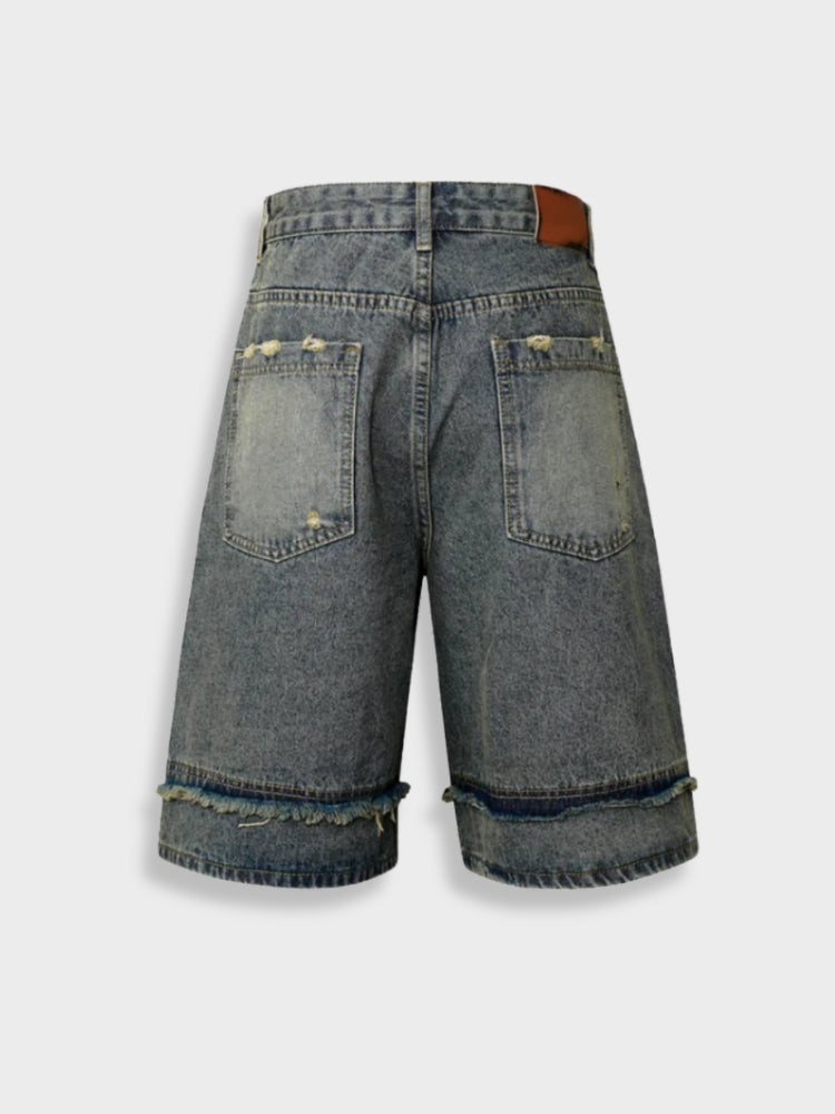 Revelse™ Distressed Embroidered Denim Jorts