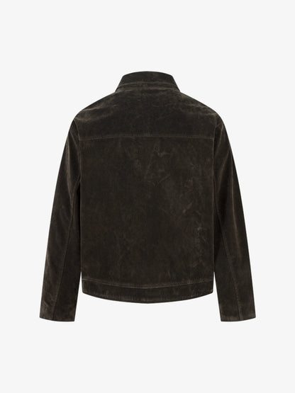 Revelse™ Retro Suede Bomber Jacket with Metal Button Lapel