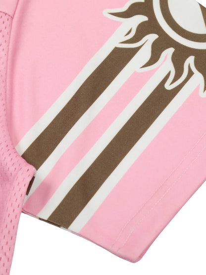Revelse™ Flame Print Mesh Pink Jersey Top