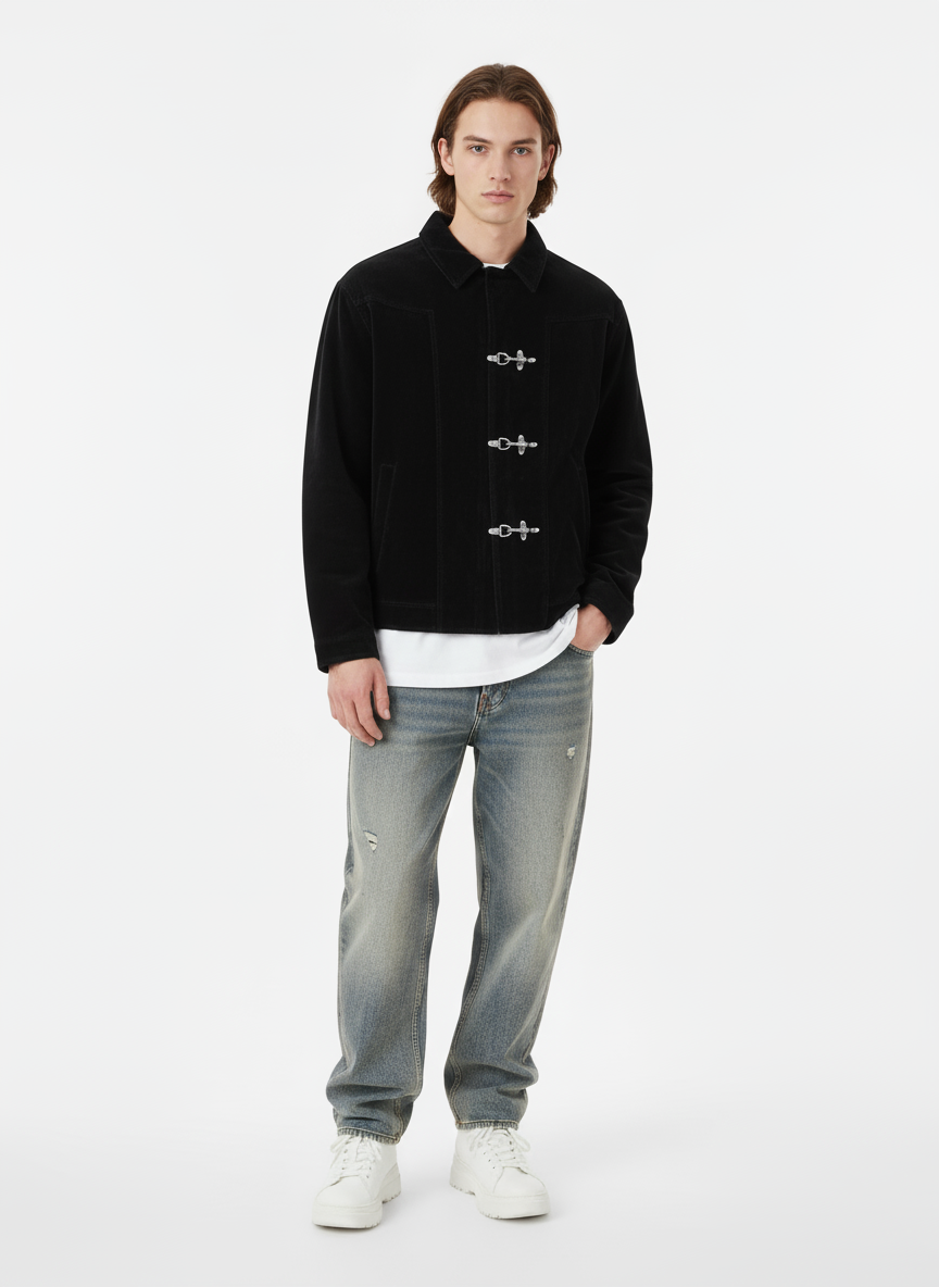 Revelse™ Retro Suede Bomber Jacket with Metal Button Lapel