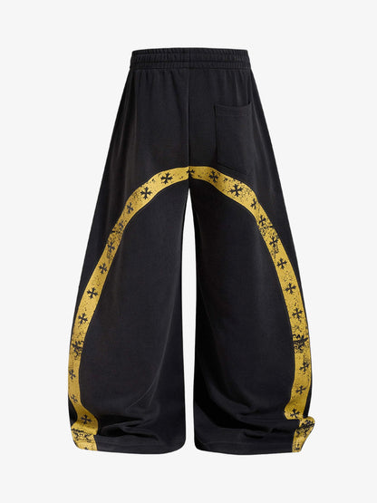 Close-up of the crest graphic on the sweatpants