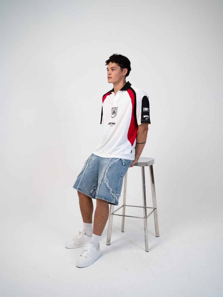 Revelse™ Distressed Embroidered Denim Jorts