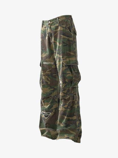 Revelse™ Woven Ripped Camouflage Cargo Baggy Pants