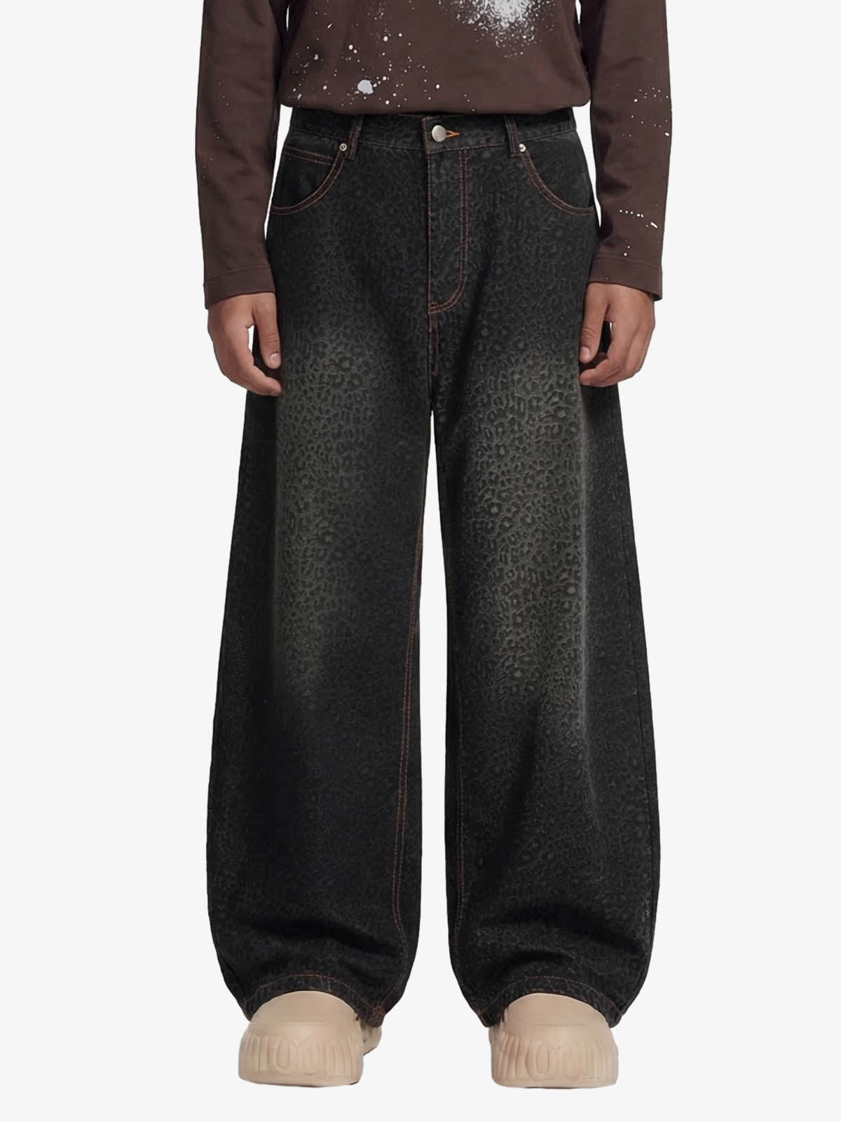Revelse™ Leopard Print Denim Barrel Jeans