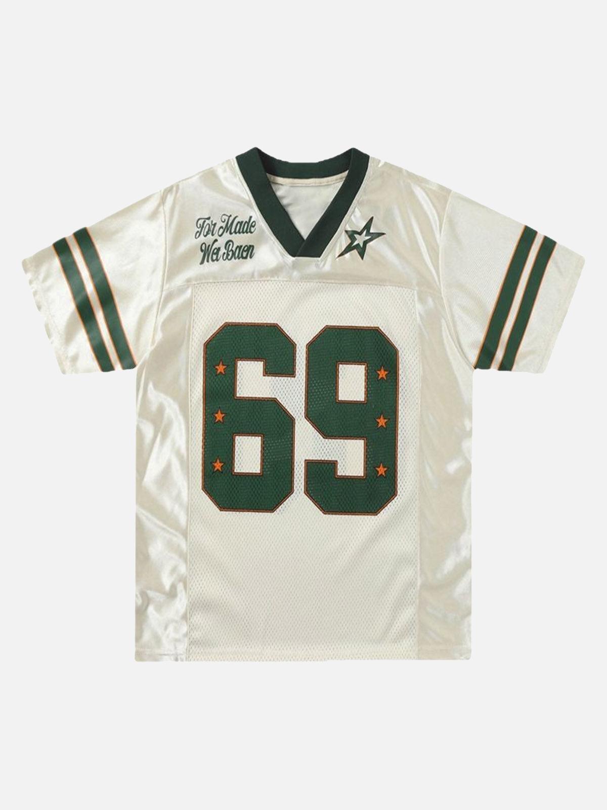 Revelse™ Sports Jersey T-Shirt Beige With Green Number 69