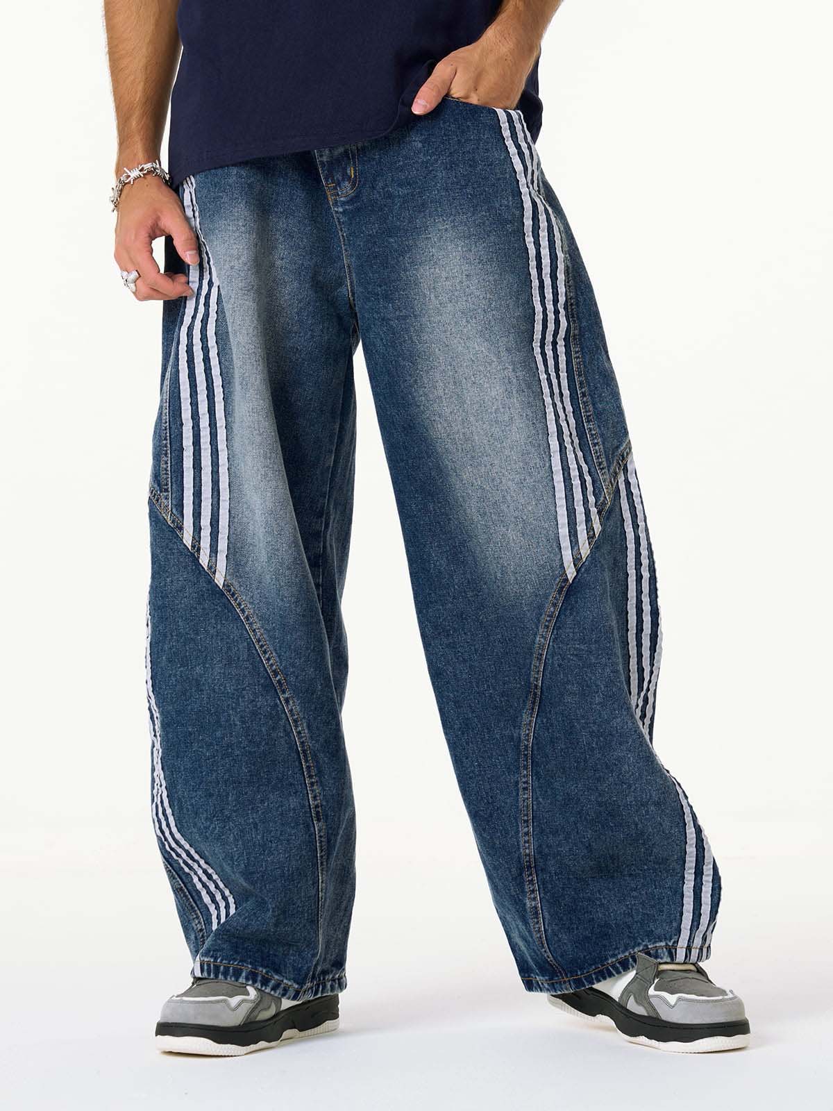 Revelse™ Contrast Stitching Barrel Leg Denim Jeans