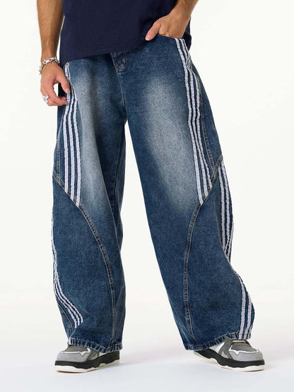 Revelse™ Contrast Stitching Barrel Leg Denim Jeans