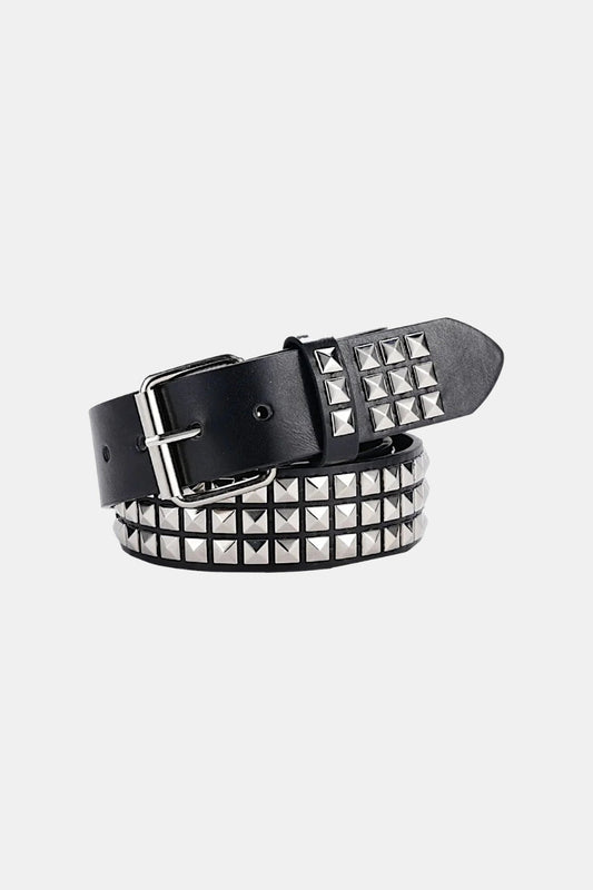 Pyramid studded belt shown in a front-facing view