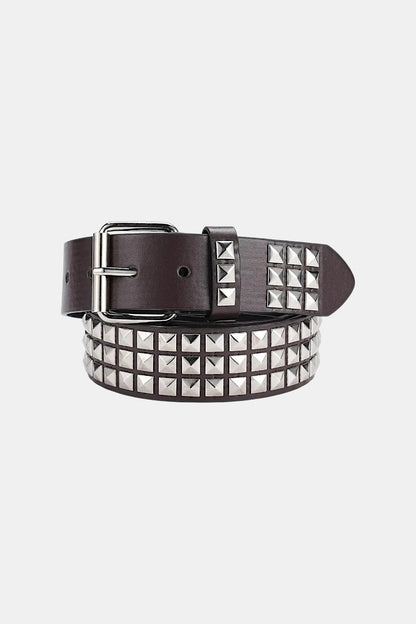 Pyramid studded belt displayed flat