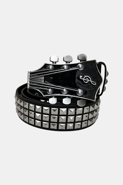 Y2K guitar strap belt styled as a bold streetwear accessory